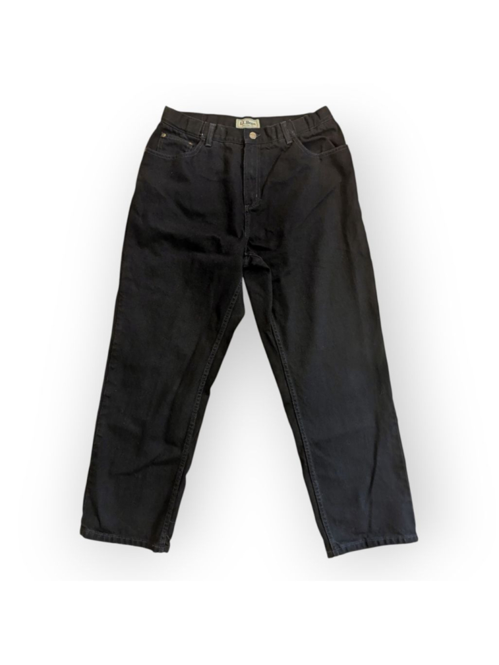 L.L.Bean Black Denim Relaxed Fit Jeans Size 14 Petite